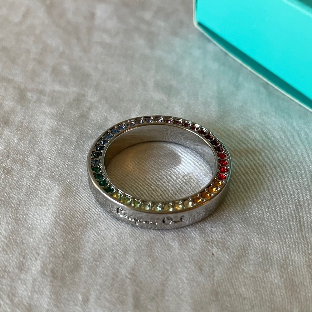 Origami Owl: Silver Tone Rainbow Crystal Ring Pendant - Picture 8 of 11